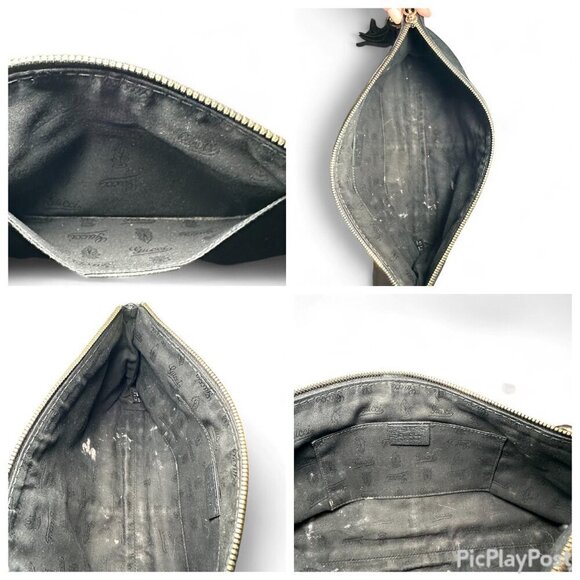 GUCCI Black Pebbled Leather Sienna Tassel Clutch Bag - Picture 14 of 15